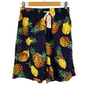 NWT PatPat Men's Pineapple Print Cotton Short Navy Blue Ultra Lightweight Size L